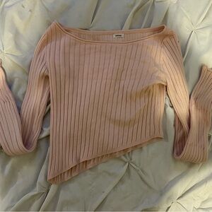 Garage Pink Ribbed Asymmetrical Top